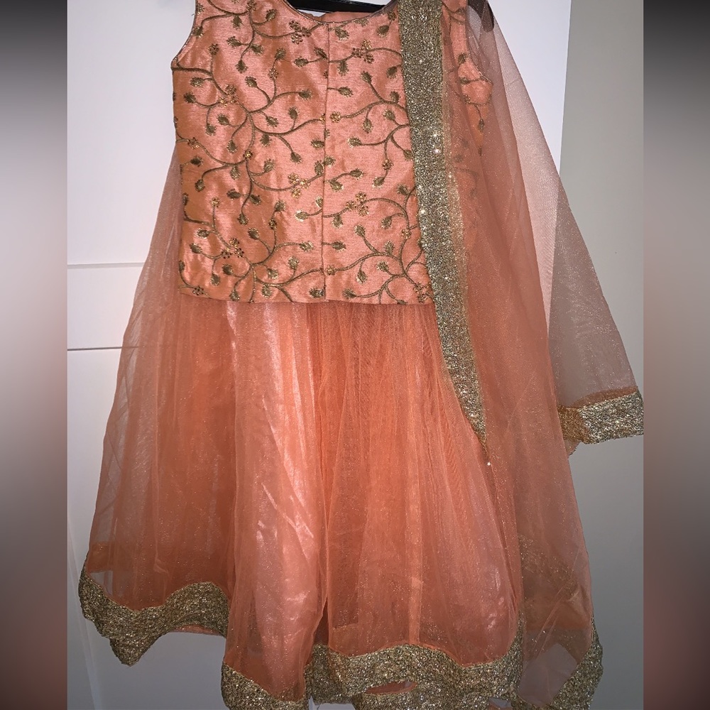 Girls Peach Lehenga